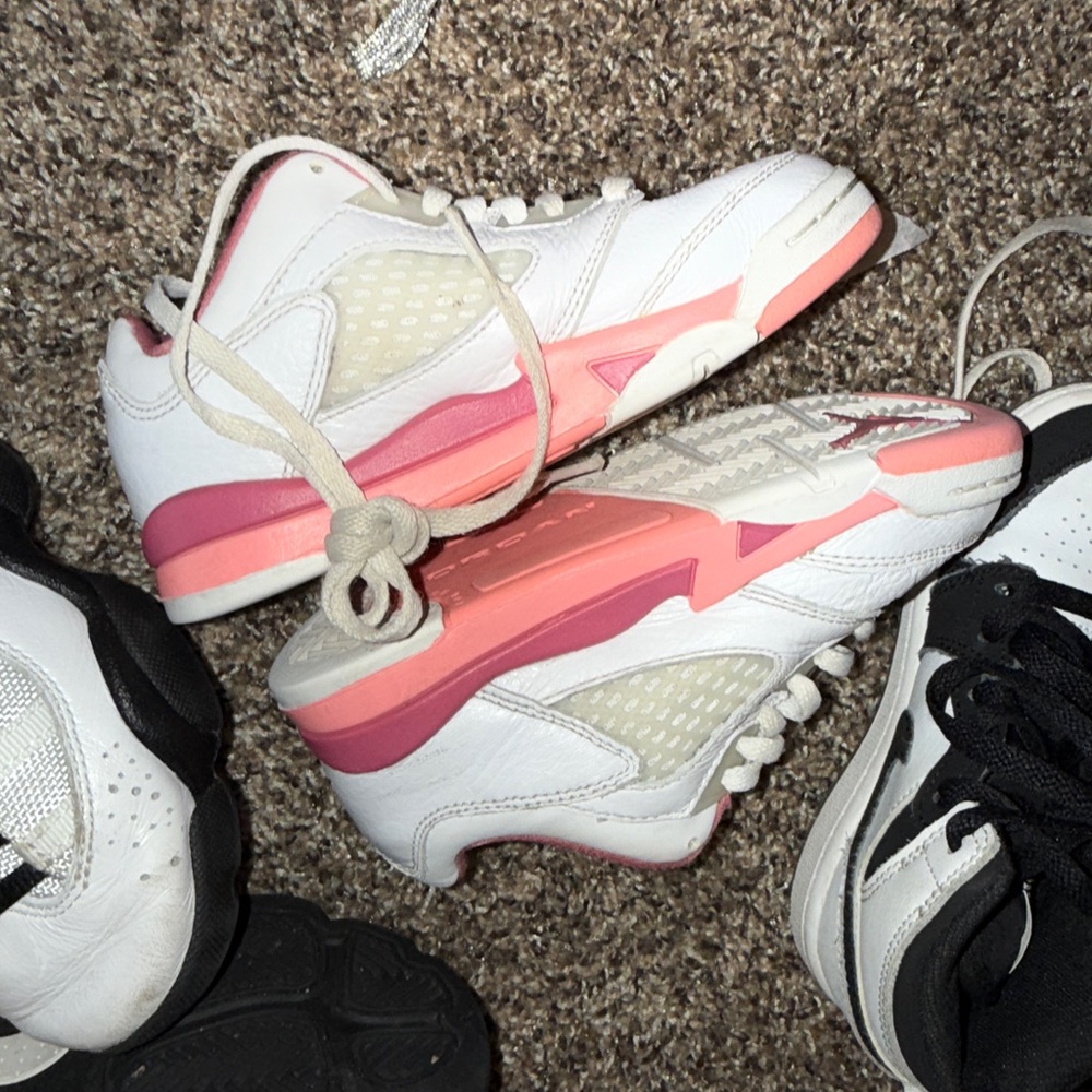 Women's White and Pink Sneakers